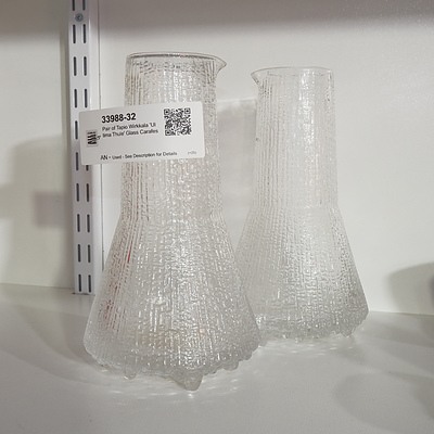 Pair of Tapio Wirkkala 'Ultima Thule' Glass Carafes