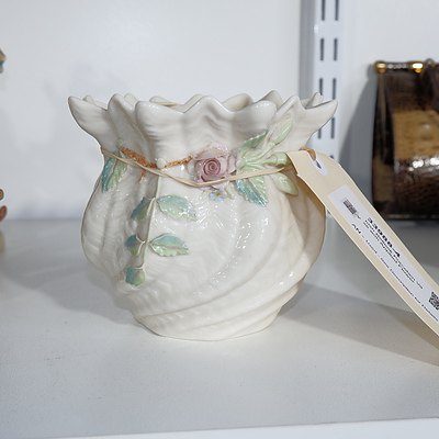 Irish Belleek Porcelain Vase with Applied Flower