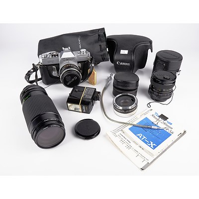Canon FT Camera and Various Lenses As Shown