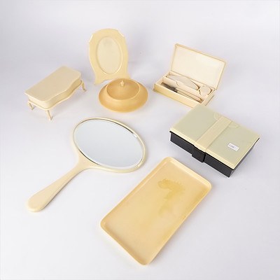 Group of Xylonite and Bakelite Dressing Table Accessories