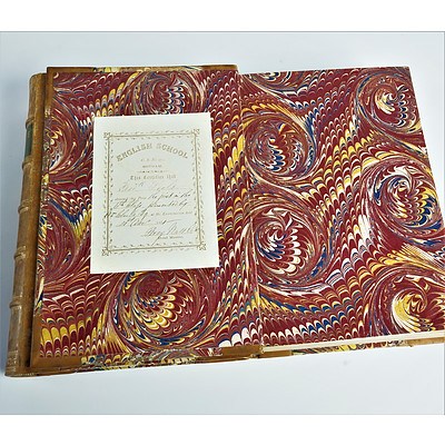 Samuel Phelps, The Complete Works of Shakespeare, J Berger, London, Volume 1-2, Leather Bound hardcover with Marbles Cover and End Papers