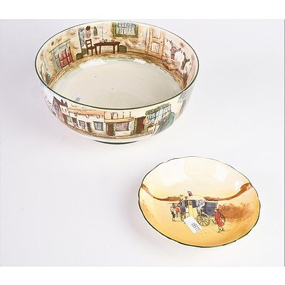 Royal Doulton Dickensware Bowl and a Small Dish