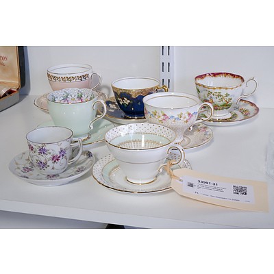 Seven Various Cup and Saucer Sets including Royal Albert and Crown Staffordshire