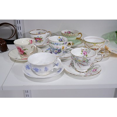 Seven Various Cup and Saucer Sets including Royal Doulton and Roslyn