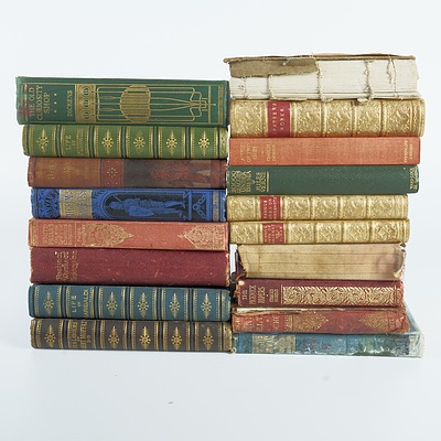 Quantity of  18 Antique Books Including Bunyans Pilgims Progress, Little Women by L M Alcott, Famous London Merchants by H R Fox Bourne and More