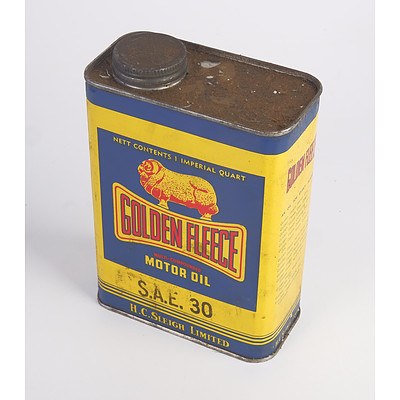 Vintage Golden Fleece Motor Oil SAE30 H. C. Sleigh Ltd One Imperial Quart Tin
