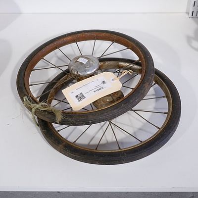 Two Vintage Cyclops Tricycle Wheels
