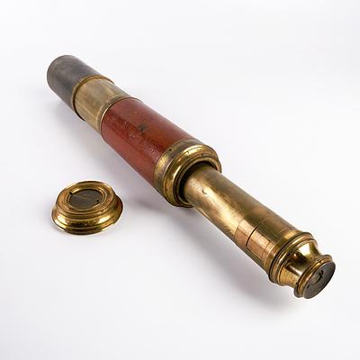 Vintage Brass and Wooden Telescope