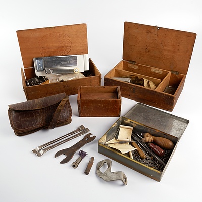 Group of Antique and Vintage Tools, Hardware and Sundries