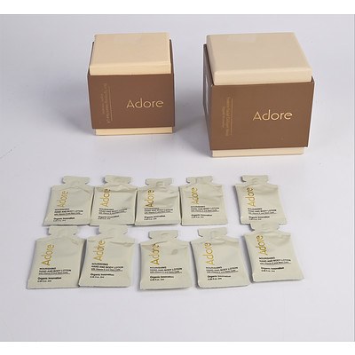New Boxed Adore Essence Facial Collagen Mask, Face Lift and 10 Hand and Body Lotion Sachets