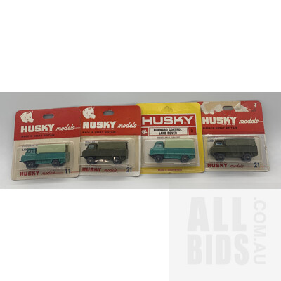 Four Vintage Husky Diecast Model Cars in Original Blister Packs