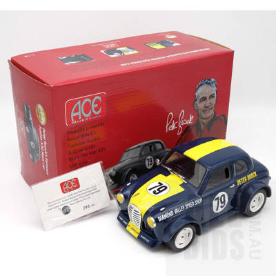 Ace Models, Austin A30 in Dark Blue with Racing Number 79, Peter Brock First Version, 398/500, 1:18 Scale Model Car