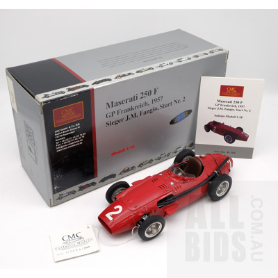 CMC, Maserati 250F, GP Frankreich 1957, Sieger JM Fangio, Start No 2, No 1254/2000, 1:18 Scale Model Car