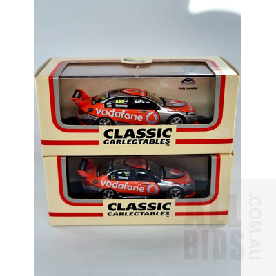 Classic Carlectables, Ford FG Falcon, #888 Craig Lowndes & #1 Jamie Whincup Lot of Two 1:64 Scale Model Cars