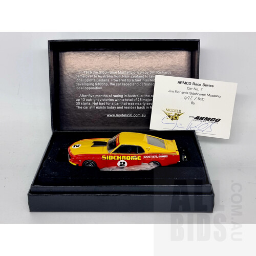 Models 56 by ARMCO 1969 Ford Mustang Sidchrome Jim Richards 1975 SIGNED COA 493/500 154/500 1:43 Scale Model Car