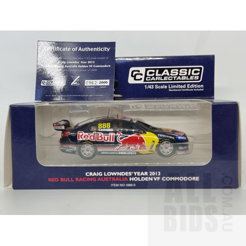 Classic Carlectables 2013 Holden VF Commodore Craig Lowndes Red Bull Racing 962/2000 1:43 Scale Model Car