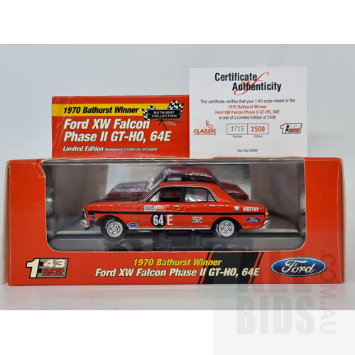 Classic Carlectables 1970 Ford XW Falcon Phase II GT-HO #64E, Bathurst Winner, 1715/2500 1:43 Scale Model Car