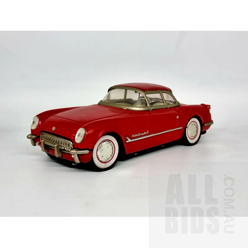 Vintage 1953 Chevrolet Corvette Coupe Tin Friction Toy MF-316 Approx 1:18 Scale Model