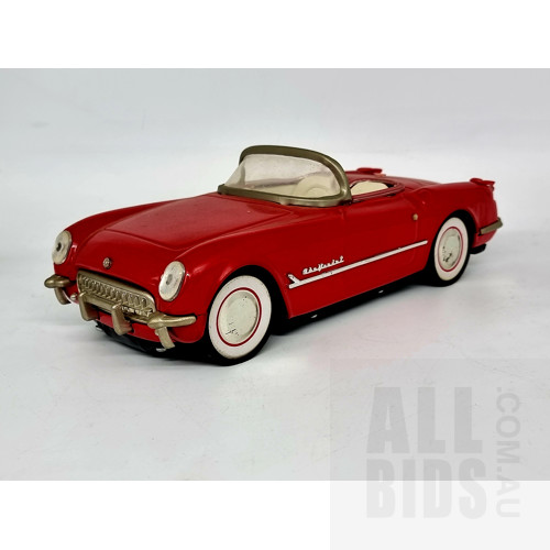 Vintage 1953 Chevrolet Corvette Convertible Tin Friction Toy MF-317 Approx 1:18 Scale Model