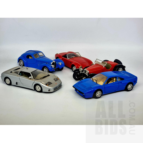 Burago & Revell Assorted Model Cars Including Bugatti, Ferrari & Shelby Approx 1:24 Scale Models - Lot of 6