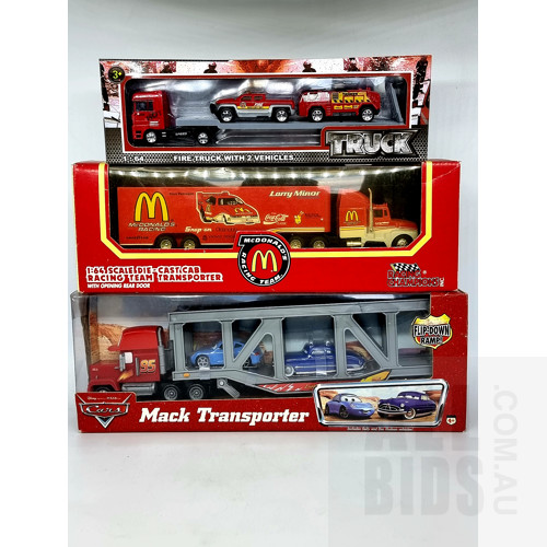 Assorted Transporters & Truck Approx 1:64 Scale Models - Lot of 3