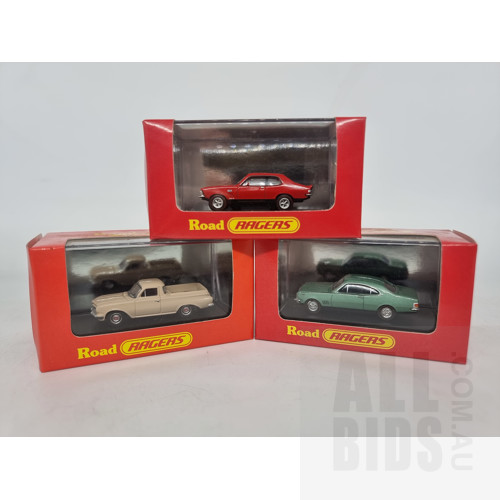 Road Ragers Assorted Holden's Monaro, Torana, EJ Ute 1:87 HO Scale Model Cars - Lot of 3