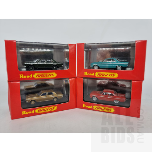 Road Ragers Two 1964 Ford Falcon XM Coupe's & Two 1966 Ford Falcon XR Sedan's 1:87 HO Scale Model Cars