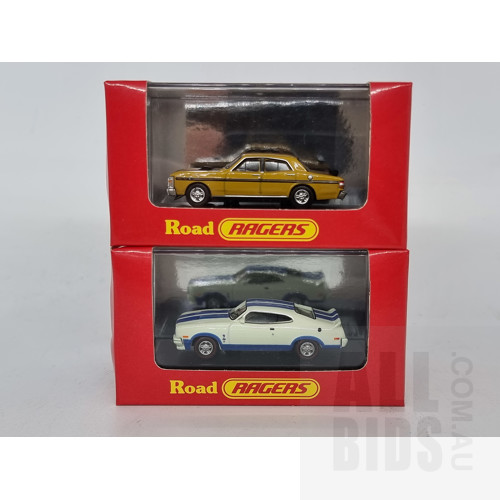 Road Ragers 1971 Ford Falcon GTHO Phase III  & 1978 Ford Falcon XC Cobra 1:87 HO Scale Model Cars - Lot of 2