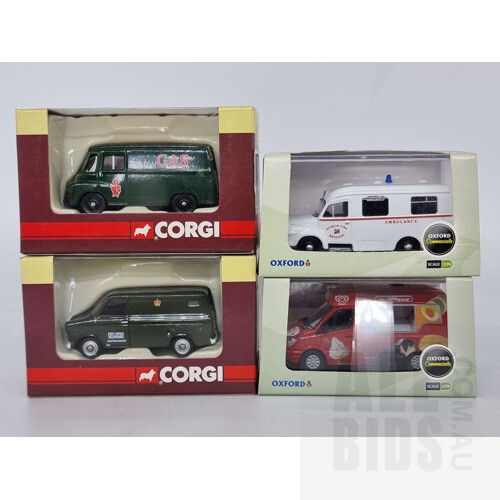 Corgi & Oxford Assorted Commercial Van's Approx 1:76 Scale Models - Lot of 4