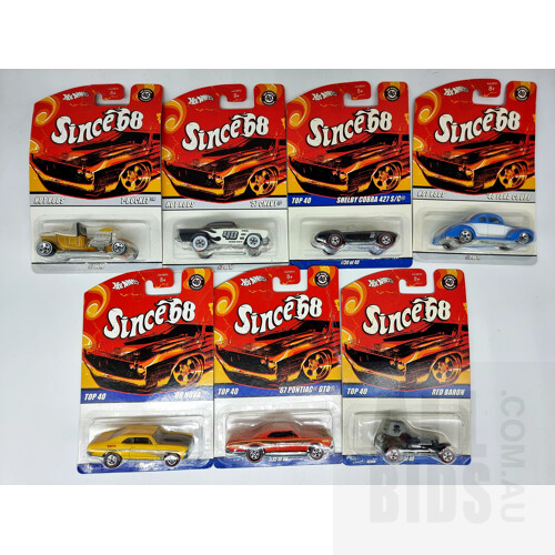 Hot Wheels Assorted Since 68 Series in Original Blister Packs - Set of 7 Approx 1:64 Scale Diecast Models