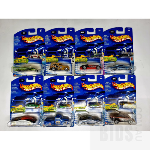 Hot Wheels Assorted Circa 2002 Atomix Extra Vehicles in Original Blister Packs - Set of 8 Approx 1:64 Scale Diecast Models