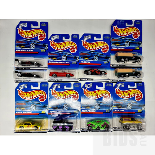 Hot Wheels Assorted Circa 1997 General Series in Original Blister Packs - Set of 10 Approx 1:64 Scale Diecast Models