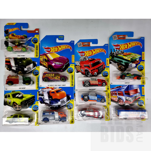 Hot Wheels Assorted HW City Works in Original Blister Packs - Set of 10 Approx 1:64 Scale Diecast Models