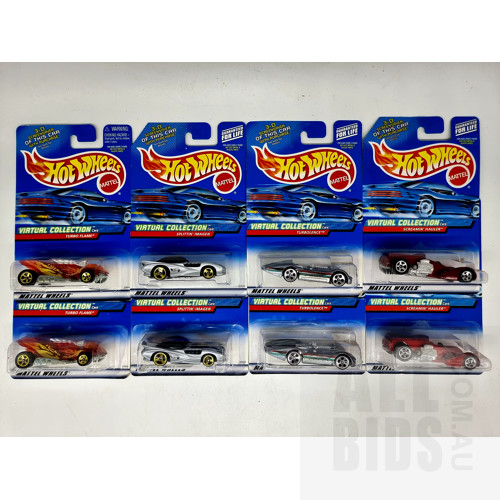 Hot Wheels Assorted Virtual Collection Circa 1999 - Set of 8 Approx 1:64 Scale Diecast Models