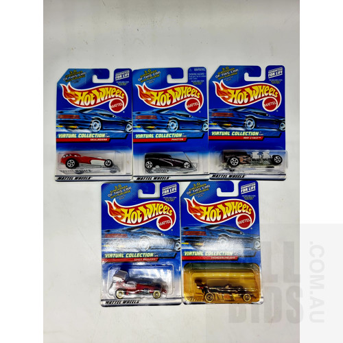 Hot Wheels Assorted Virtual Collection Circa 1999 - Set of 5 Approx 1:64 Scale Diecast Models