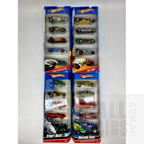 Hot Wheels Four Assorted 5 Car Packs Approx 1:64 Scale Diecast Models