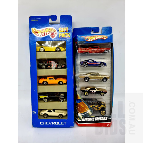 Hot Wheels Circa 1993 Chevrolet Gift Pack & 2008 General Motors 5 Car Packs Approx 1:64 Scale Diecast Models