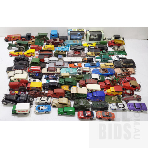 Bulk Lot Of Assorted Loose Cars Brands Including Hotwheels, Matchbox, Trax, Dinky, BuddyL And More