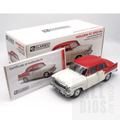 Classic Carlectables, Holden FC Special - Flame Red and India Ivory, 1051/1200, 1:18 Scale Model Car