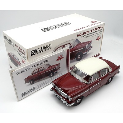 Classic Carlectables, Holden FE Special - Cascade White Over Etna Maroon, 717/1000, 1:18 Scale Model Car