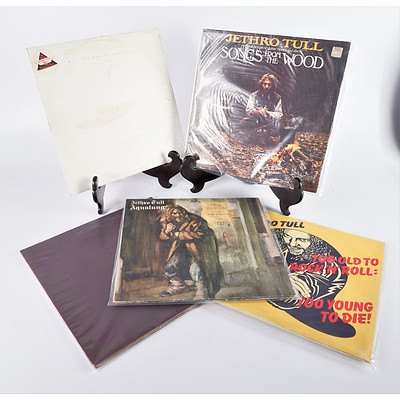 Quantity of Five Vinyl 12 inch LP Records of Jethro Tull Including Living in the Past