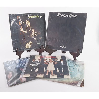 Quantity of Five Vinyl  LP Record Status Quo, Suzie Quatro, Blondie and More
