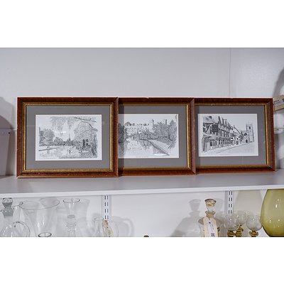 Set of Three Dylan Izaak Lithographs of English Scenes - Each Signed by the Artists