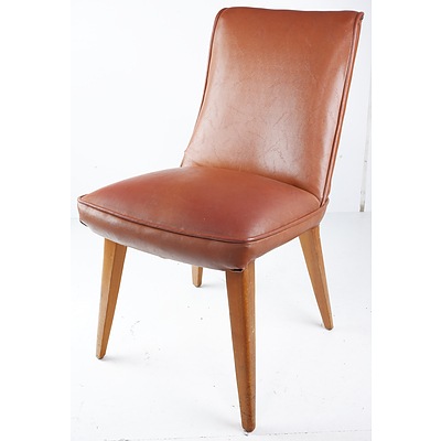 Retro Brown Vinyl Upholstered Side Chair