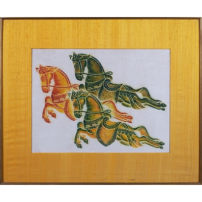 A Decorative Framed Horse Motif Screenprint, 36 x 48 cm (image size)