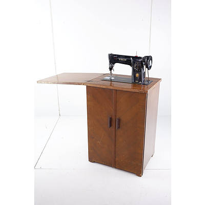 Vintage Singer Treadle Sewing Machine with Cabinet - Model 201K