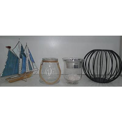Decorative Metal Garden Lantern, New Model Sailing Boat, Two Glass Vases (4)