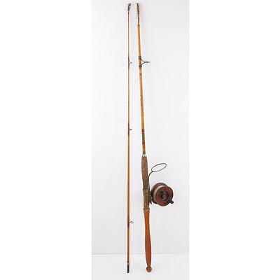 Vintage Jarvis Walker 8 Foot Fishing Rod with Alvey Reel