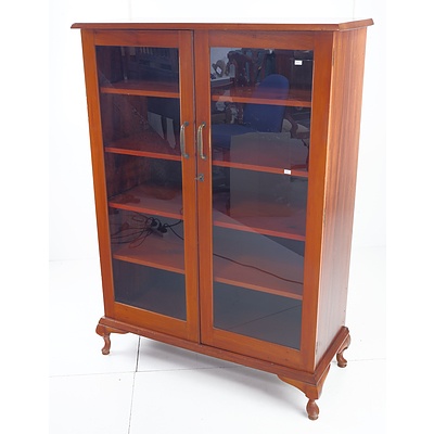 Vintage Cedar Bookcase Cabinet with Glass Doors and Four Shelves