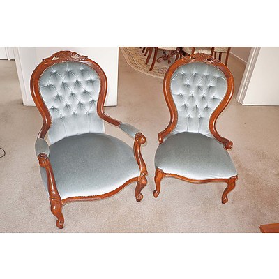 Pair of Reproduction Victorian Style Gran father and Gran Mother Chairs